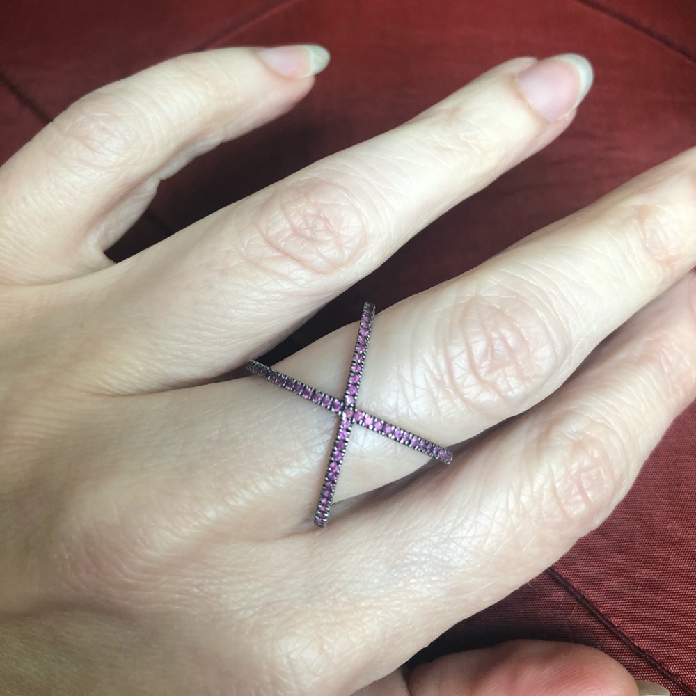 Pink sapphire sterling silver ring